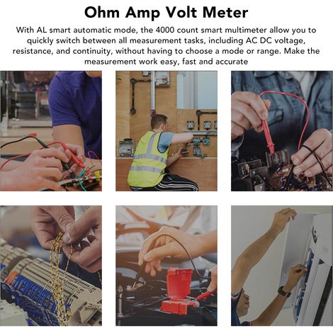 Kit multimetro digitale da 4000 conteggi, intelligente, ad alta precisione, con selezione automatica della portata, misurazione di ohm, ampere, voltmetro e tester senza contatto.