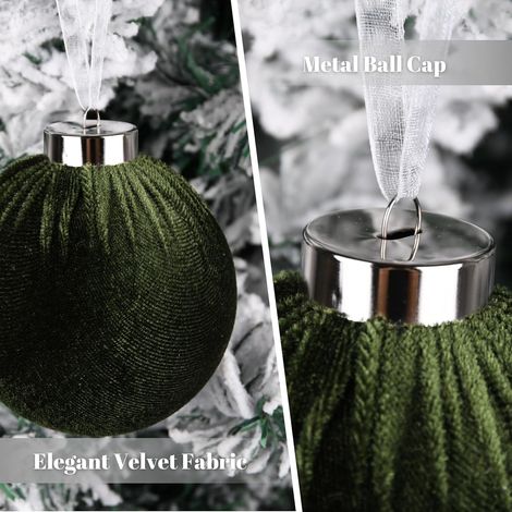 Décoration de sapin de Noël avec boules en velours - Ensemble de 15 décorations de Noël incassables avec ampoules - multicolores vertes, marron et neutres, 6 cm (1/3)