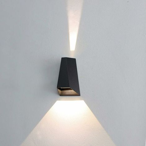 Outside Wall Light, Up Down LED Outdoor Light Mains Powered, IP54 Aluminum Exterior Garden Lighting for co.ukont Door, Patio, Porch, 600LM, 3000K Warm Light, Black [Energy Class A+] (1/5)