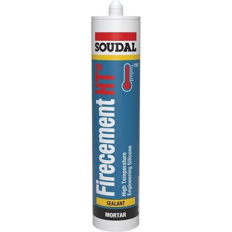 Soudal – Mastic réfractaire FIRECEMENT HT 310 ml noir – Température jusqu'à 1500°C – Pour béton et maonnerie – Application facile (1/2)