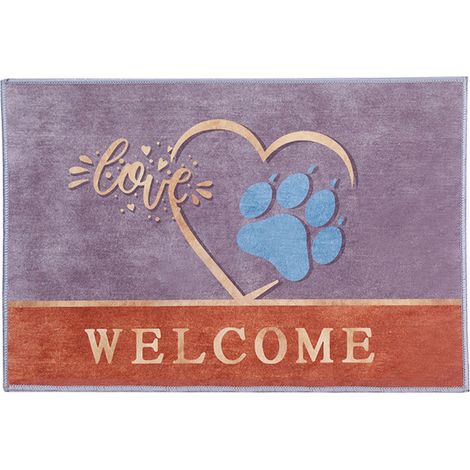 Tapis de sol antidérapant, mignon, anti-osmose, motif dessin animé, en velours cristal, pour chambre, salle de bain, empreinte de pied en forme de cœur (1/2)