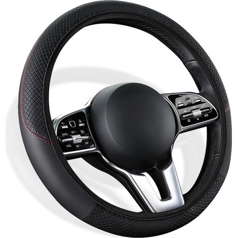 Housse de volant antidérapante et respirante, simili cuir, 14,5-15 pouces, intérieur de voiture, confort de conduite (1/2)
