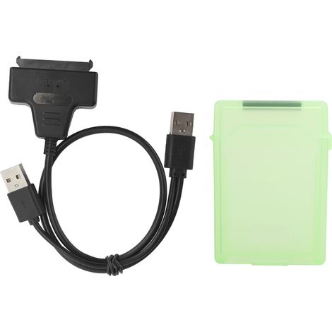 Câble adaptateur disque dur SATA HDD/SSD double interface avec boîtier de protection 2,5 pouces vert (1/5)