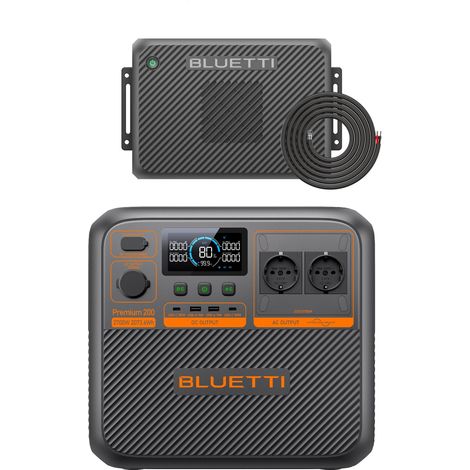 Kit BLUETTI Premium 200 V2(AC270P) con Charger 2 , Cargador DC Doble 1200W , 2304Wh, Generador Solar 4x2400W