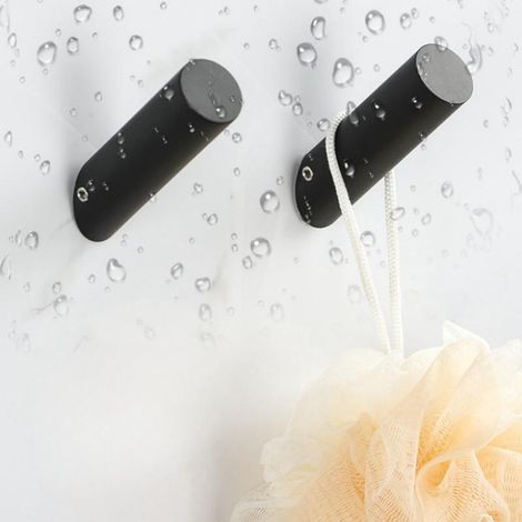 2er-Set minimalistische, weitwinklige Wandhaken aus Edelstahl – ohne Sockel – ideal für Familien, Häuser und Wohnungen – Schwarz