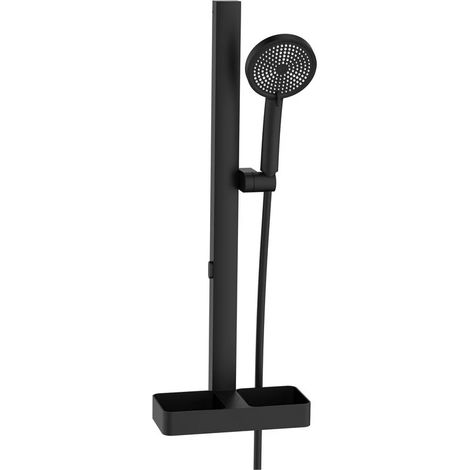 Saliscendi doccia con mensola flex PVC rinforzato 150 cm nero (1/2)