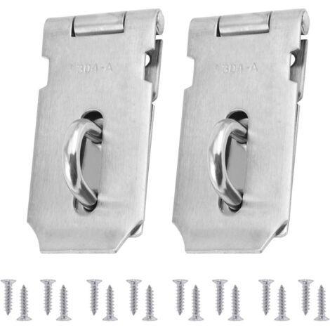 royaluxe -2Pcs Moraillon Résistant Et Agrafe Serrure, Acier Inoxydable Porte Verrous, Porte Fermoir avec 16Pcs Des Vis, 4 Pouces (1/5)