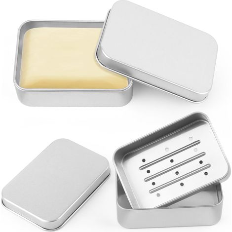 2 Pièces Boîte à Savon en Aluminium, Boîte à Savon avec Égouttoi, Pote Savons Amovible, Boite Savon de Voyage, Boite a Savon Etanche pou la Maison ou Les Voyages, Convient à Tous Les Savons Solides (1/5)