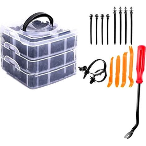 Lot de 635 attaches de carrosserie en plastique, clips de fixation auto pour réparation de pare-chocs, rivets et fixations pour voiture