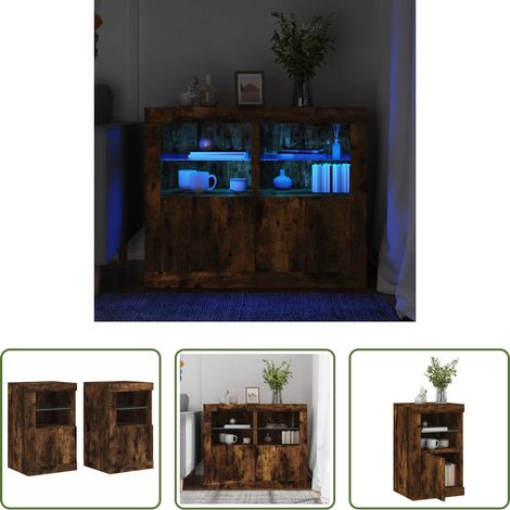 Lumière LED - Armoires latérales et lumières LED 2 pcs chêne fumé (1/5)