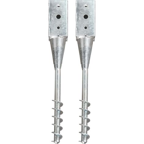Picchetti di Terra 2 pz Argento 10x10x57 cm in Acciaio Zincato vidaXL