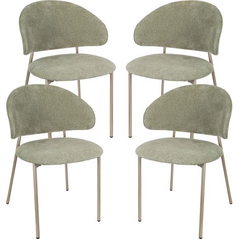 Set di 4 Sedie Lipis da Sala Pranzo Imbottite e Rivestite in Tessuto - Verde [en.casa] (1/5)