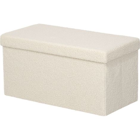 Bench Bento with trunk of storage integrated, white broken, ideal for the living room, the bedroom and the input. (1/5)