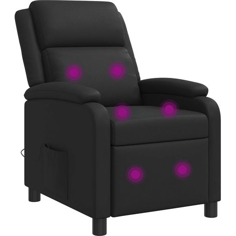 Massage Recliner Black Faux Leather vidaXL (1/5)