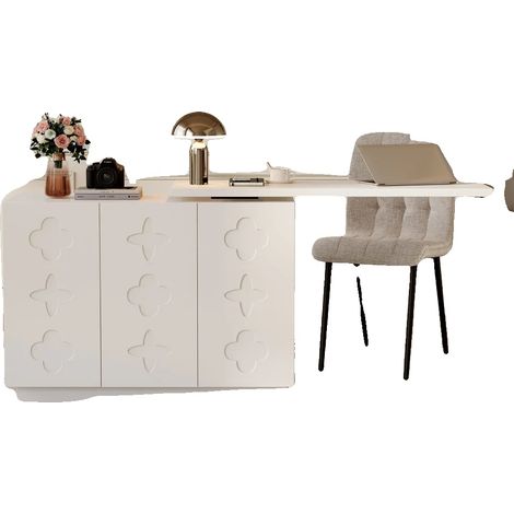 Eckschreibtisch, L-förmiges Design, vielseitig für Home Office und Salon, Weiß (1/2)
