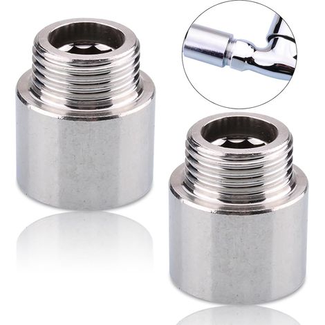Lot de 4 rallonges de robinet en acier inoxydable 1/2" x 20 mm, raccord fileté DN15, pour eau potable et installation de chauffage (1/5)