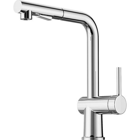Mitigeur cuisine extractible chromé 360° avec double jet (1/5)