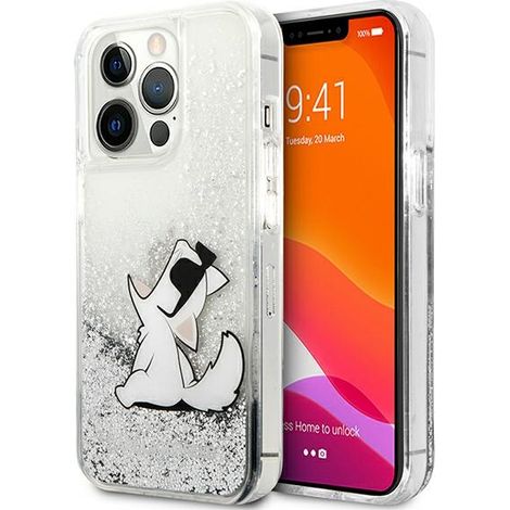 Hülle für iPhone 13 Pro Max Karl Lagerfeld Flüssigglitzer Silber (1/5)