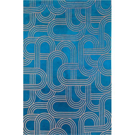 Tapis intérieur extérieur bleu motif disco antidérapant - 140 x 200 cm (1/5)