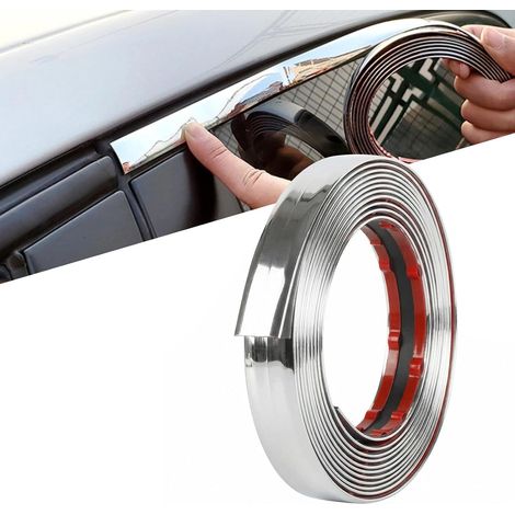 Bande Chrome Voiture 20mm x 5m Baguette de Garniture Autocollante Bande Décorative et Protectrice pour Voiture Pare Chocs Portes Carrosserie et Fenetres (1/5)