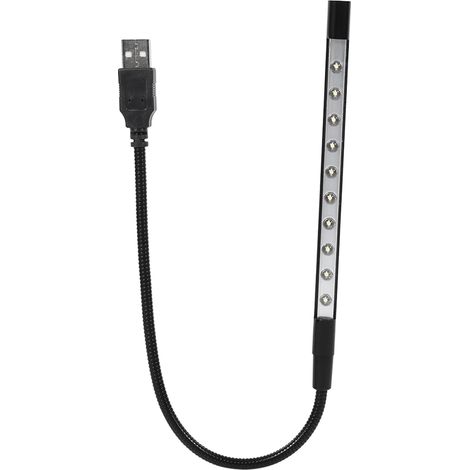 Linterna LED mini USB flexible de 5 V para lectura, apta para teclados de ordenadores portátiles y de sobremesa, color negro, paquete de 4 unidades. (1/4)