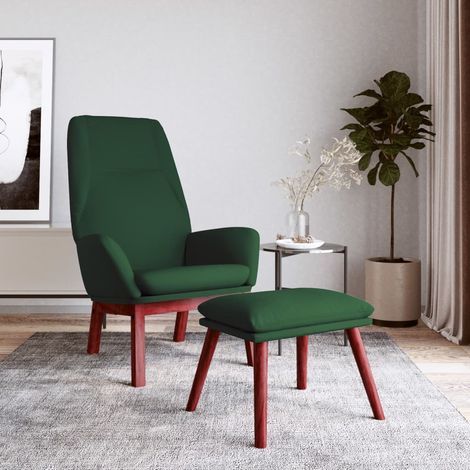 Chaise de relaxation avec repose-pied Chaise scandinave Chaise de salon Vert foncé Tissu 12687 (1/5)