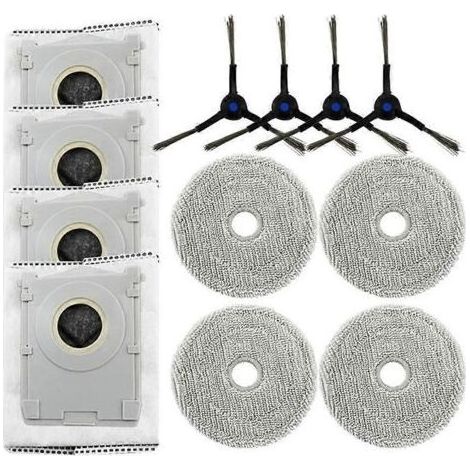 Pièces de rechange pour aspirateur robot Ecovacs Deebot Mini : sac à poussière, chiffon, brosse latérale, sac poubelle. (1/5)