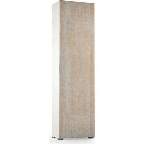Dmora – Armoire 1 porte en chêne 50x30x182 cm – 7 étagères ajustables – Fabriquée en Italie – Résistante aux chocs et rayures - 50x30h182 (1/5)