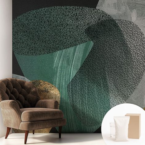 Fototapete - Tapete Vliestapete mit Kleber - Wandtapete Moderne Wandbild Schlafzimmer Wohnzimmer Abstrakte Geometrie 250x250 cm (1/5)
