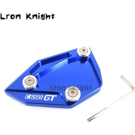 (Bleu) Compatible avec BMW C650GT C650 GT C600 Sport 2012 2013 2014 2015 - Béquille latérale CNC - Plaque de support et extension maxpower (1/4)