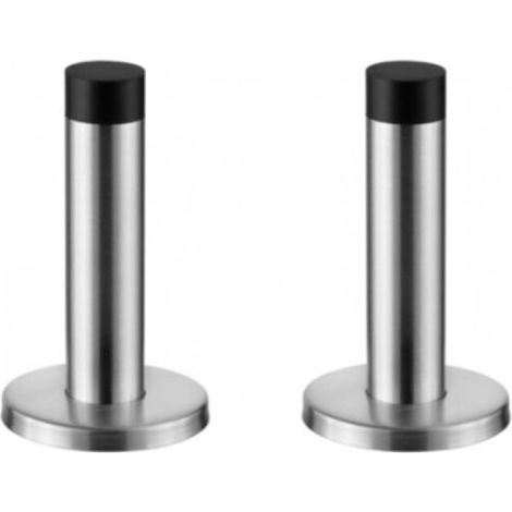 Set di 2 fermaporta in acciaio inox, protezioni per pareti con testa interna in gomma (1/5)