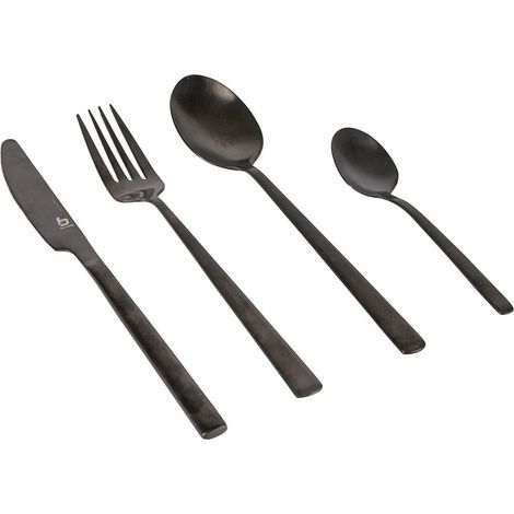 Set di 16 posate in stile industriale finitura nera - Bo-camp