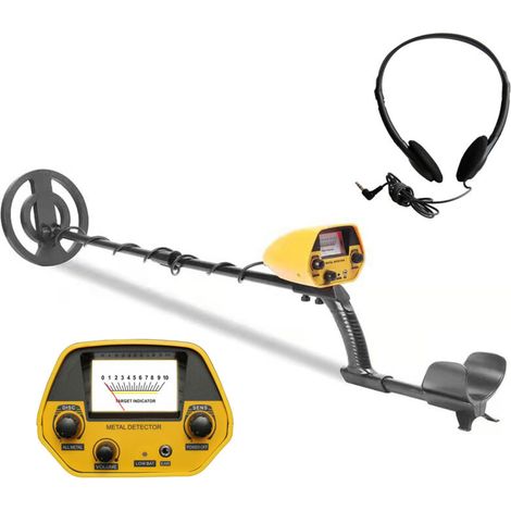 Metal detector, high-precision adjustable shaft, 7-inch waterproof coil, all-terrain and disc modes, with headphones, for underground coins, relics, jewelry, and treasures. (1/5)
