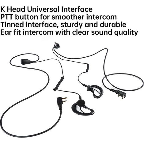 2 câbles pour casque talkie-walkie avec câble d'interphone à ressort et microphone HD intégré (1/4)