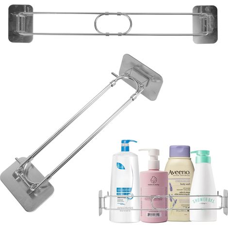 2pcs RV Camping-Car Barre de Rangement de Coin de la Salle de Bain - Tige Réglable en Acier Inoxydable pour de Etagère de Coin de Douche de la Plupart de Camping-Car, Longueur 20 à 34 cm (1/5)