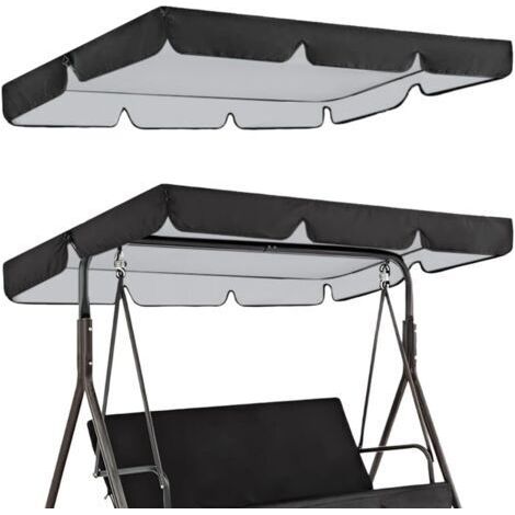 2pcs 195x125cm Toit de Rechange Balancelle de Jardin Auvent de Balancelle de Cour Noir pour Balancelle Extérieure 3 Places Chaise de Patio Auvent en Tissu Oxford 190T avec Protection UV Hamac