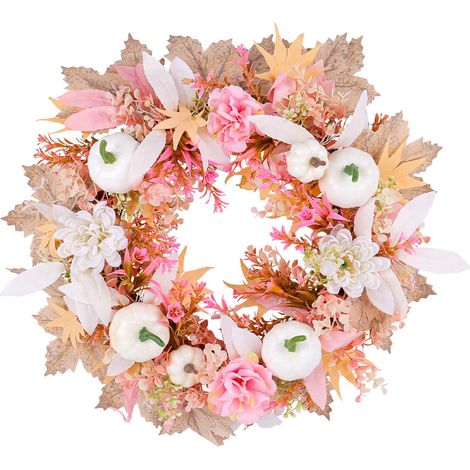 Guirlande Décorative - Citrouille Blanche - Branche Séchée Simulée - Pour Porte Fenêtre Festival - 40 cm - 1 Pièce (1/5)