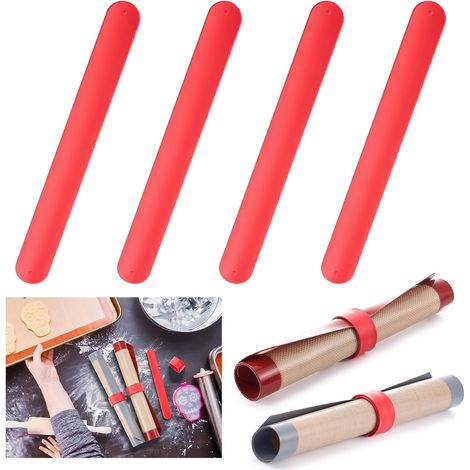 sangles de rangement en silicone - Clips pour tapis de cuisson et papier cadeau - Porte-rouleau flexible - Idéal pour le rangement et l'organisation de Noël (1/5)
