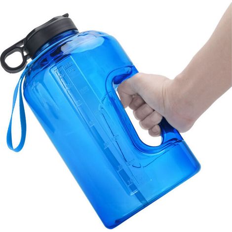 Bouteille d'eau grande capacité 3,7 l avec hydratation et temps motivant Bleu (1/3)