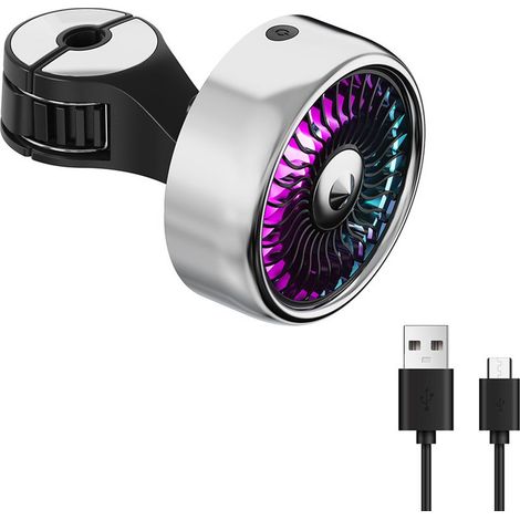 Ventilateur de siège arrière de voiture pour enfants, ventilateur de refroidissement 12V alimenté par USB, 3 vitesses, crochet de fixation, pour berline SUV VR, couleur argentée (1/5)