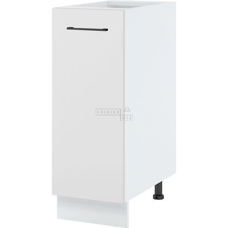 Meuble bas de cuisine Lovia Blanc Mat 1 porte L 30 cm - Porte avec poignée apparente   White (1/2)