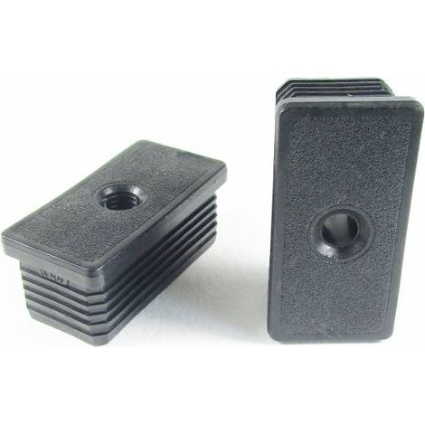 Ajile - Embout plastique rectangulaire pour tube 60 x 30 mm avec trou fileté diam. 10 mm (M10) (1/3)
