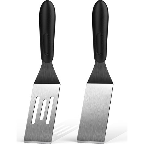 Spatule - Acier Inoxydable - 8 Pouces - Pour Crêpes Omelettes Brownies - 2 Pièces (1/5)