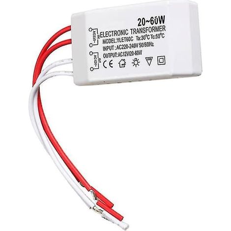 Adaptateur de projecteur avec transformateur électronique pour lampe halogène 20-60 W, 220 V vers 12 V CA. (1/5)