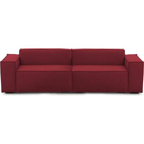 Dmora - Festes Sofa Dmelucc, Lineares modulares 3-Sitzer-Sofa, 100% Made in Italy, Modernes Wohnzimmersofa aus Stoff, Cm 260x95h70, Rot