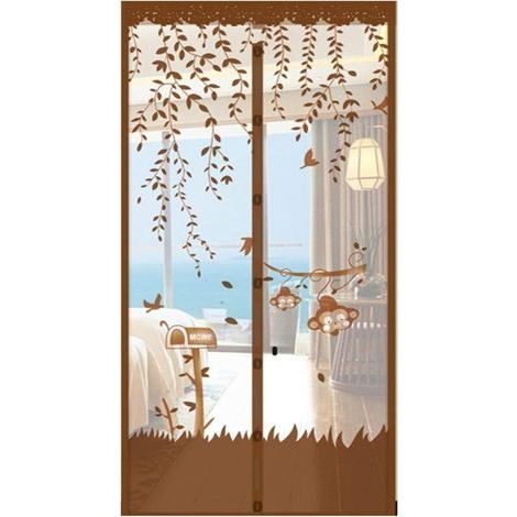 Moustiquaire magnétique pour fenêtre avec fermeture automatique, couleur marron, dimensions 100 × 210 cm (1/5)