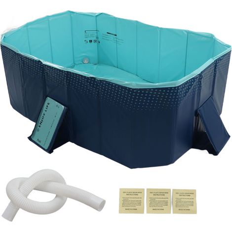 Jeffergarden Piscine pliable, bain surdimensionné, gonflage gratuit pour la maison et l'extérieur, 1.6m / 5,25 pieds-DOU