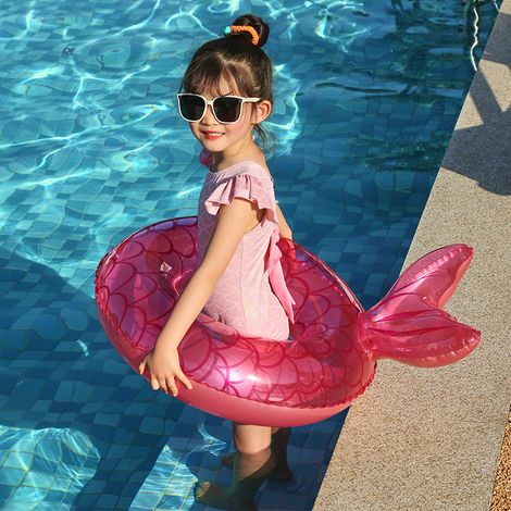 Bouée sirène, anneau de natation gonflable en PVC, piscine en forme de sirène F (1/5)