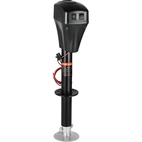 VEVOR Cric Elettrico per Rimorchio 2267 kg Cric Perno per Camper Resistente con Connettore a 2 Vie, Manovella Manuale e Copertura, Cric Resistente alle Intemperie, Mozzo 255-860 mm per Camper, Nero