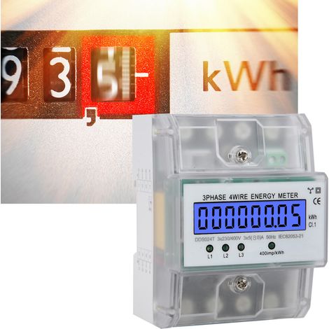 DDS024T 3-Phasen-4P-Elektronenzähler 380 V LCD-Digitalanzeige DIN-Schiene mit transparenter Abdeckung (1/5)